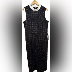 ✨1901 Black Plaid Sleeveless Ruffle Collar Jumpsuit – Size 14 (NWT)✨